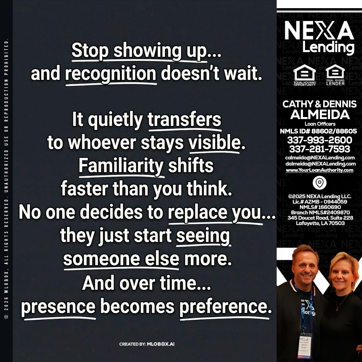 STOP SHOWING - Dennis Almeida -Mortgage Loan Officer