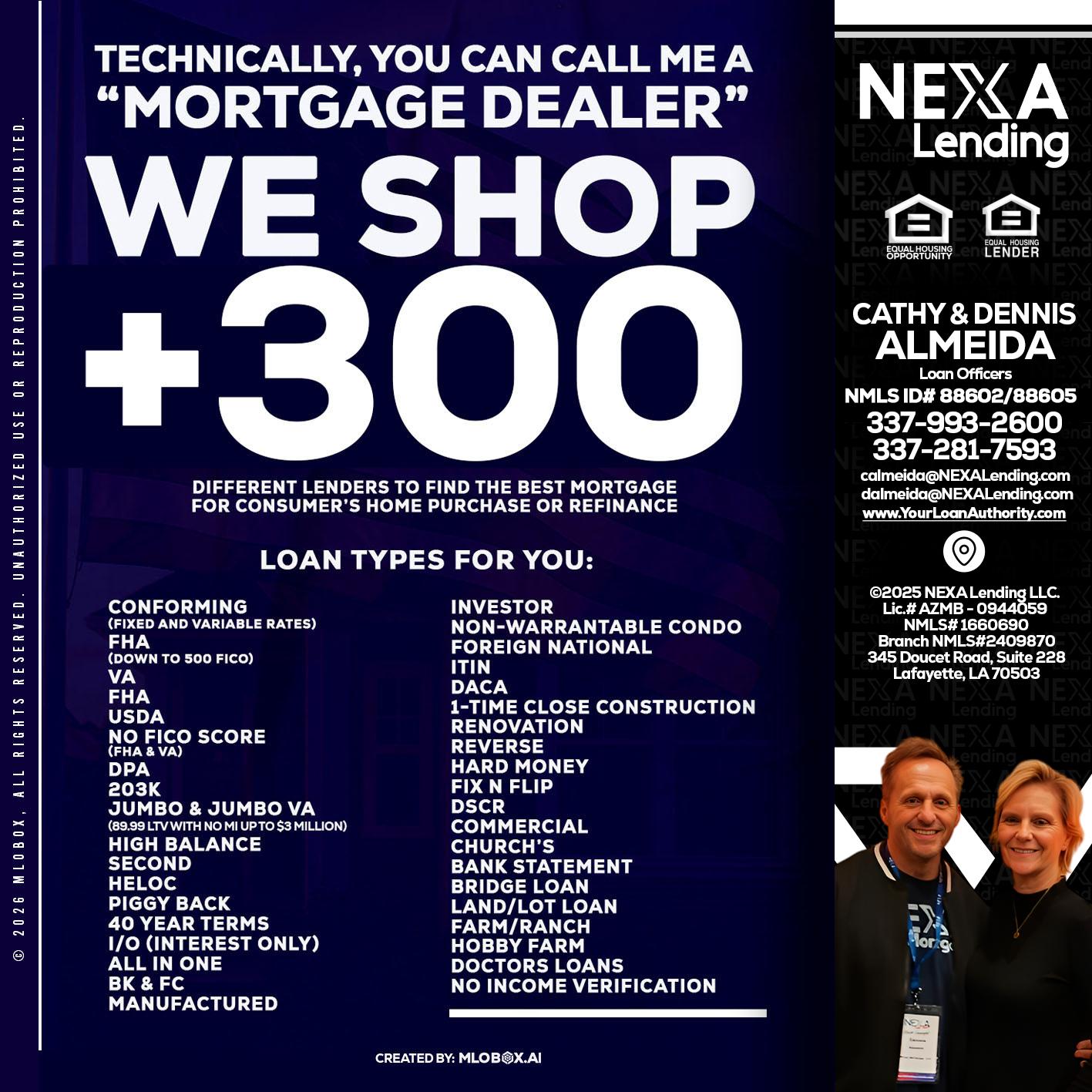 300+ LENDERS - Dennis Almeida -Mortgage Loan Officer