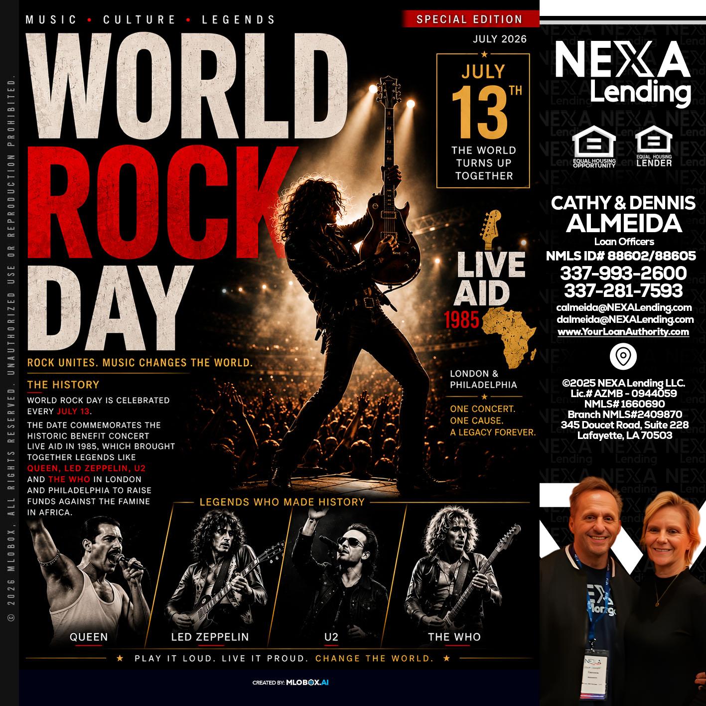 WORLD ROCK MUSIC DAY - Dennis Almeida -Mortgage Loan Officer